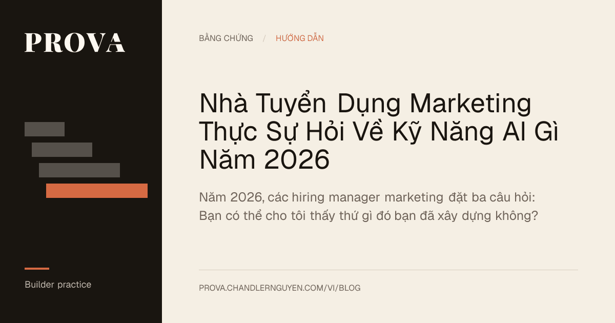 Prova editorial image for a post on what AI skills marketing recruiters and hiring managers are asking about in 2026.