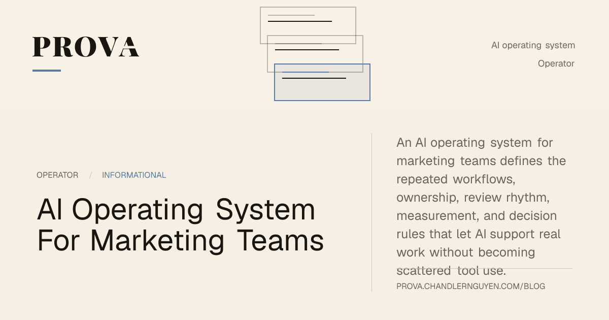 Prova editorial image for an AI operating system for marketing teams.