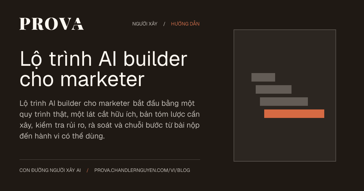 Hình minh họa của Prova cho lộ trình AI builder dành cho marketer.