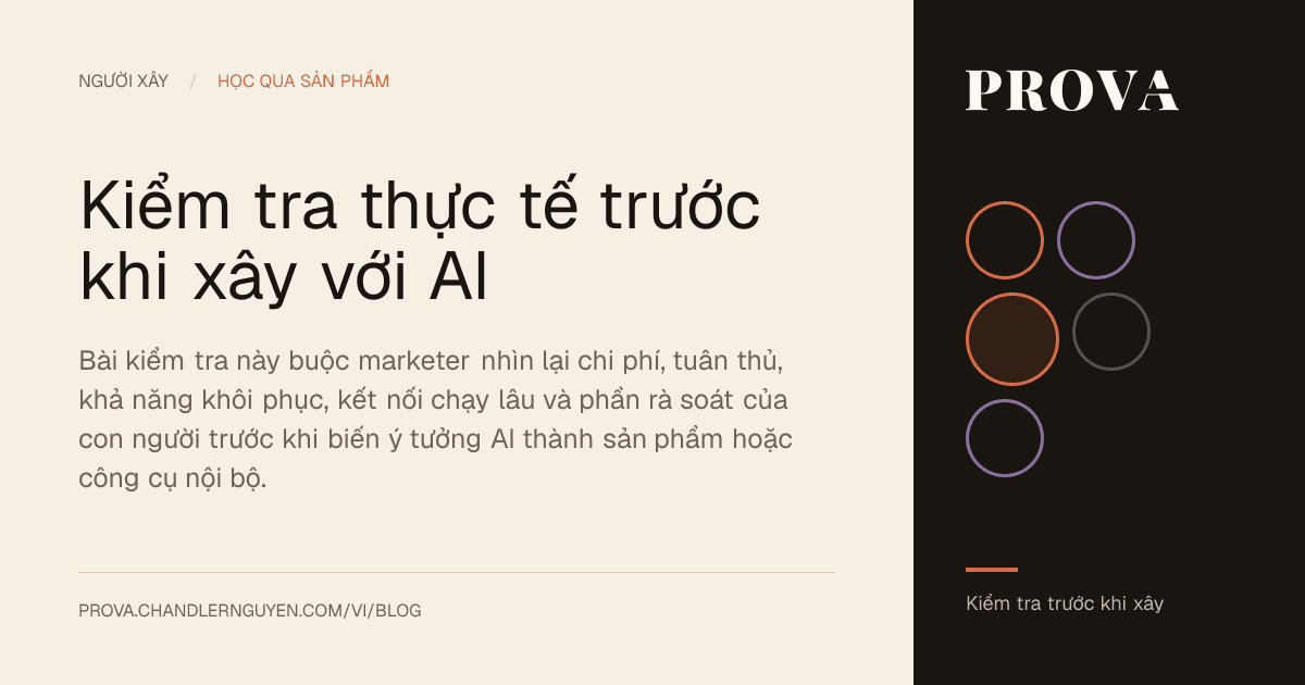 Hình minh họa của Prova cho bài viết về các bước kiểm tra độ sẵn sàng trước khi xây với AI.