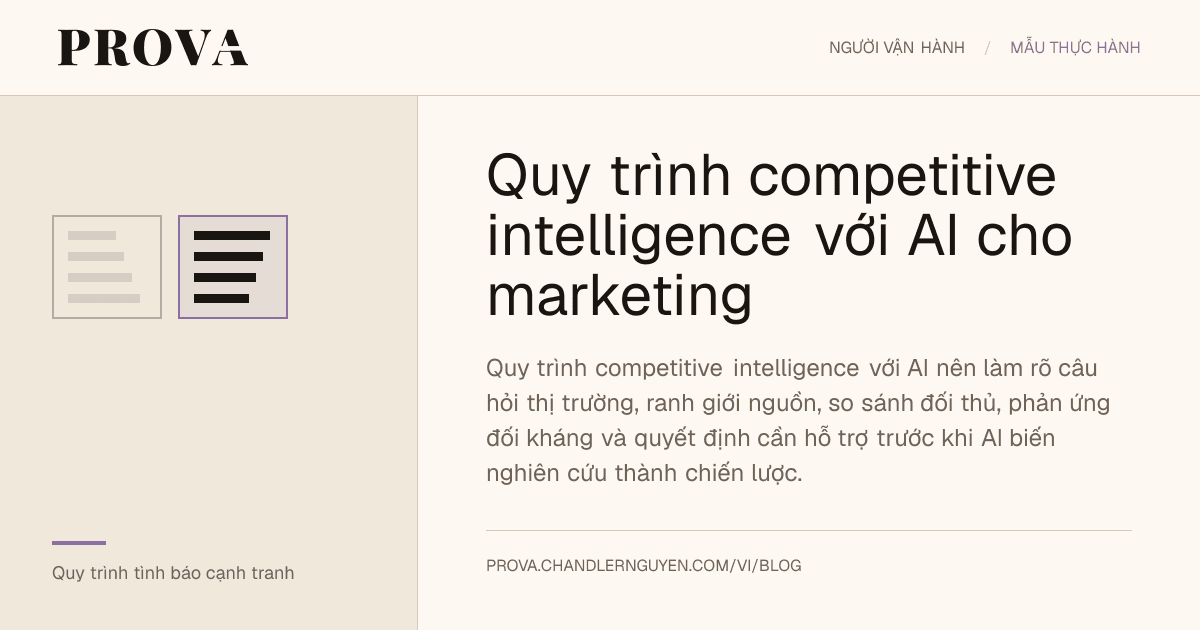 Hình minh họa của Prova cho quy trình competitive intelligence với AI trong marketing.