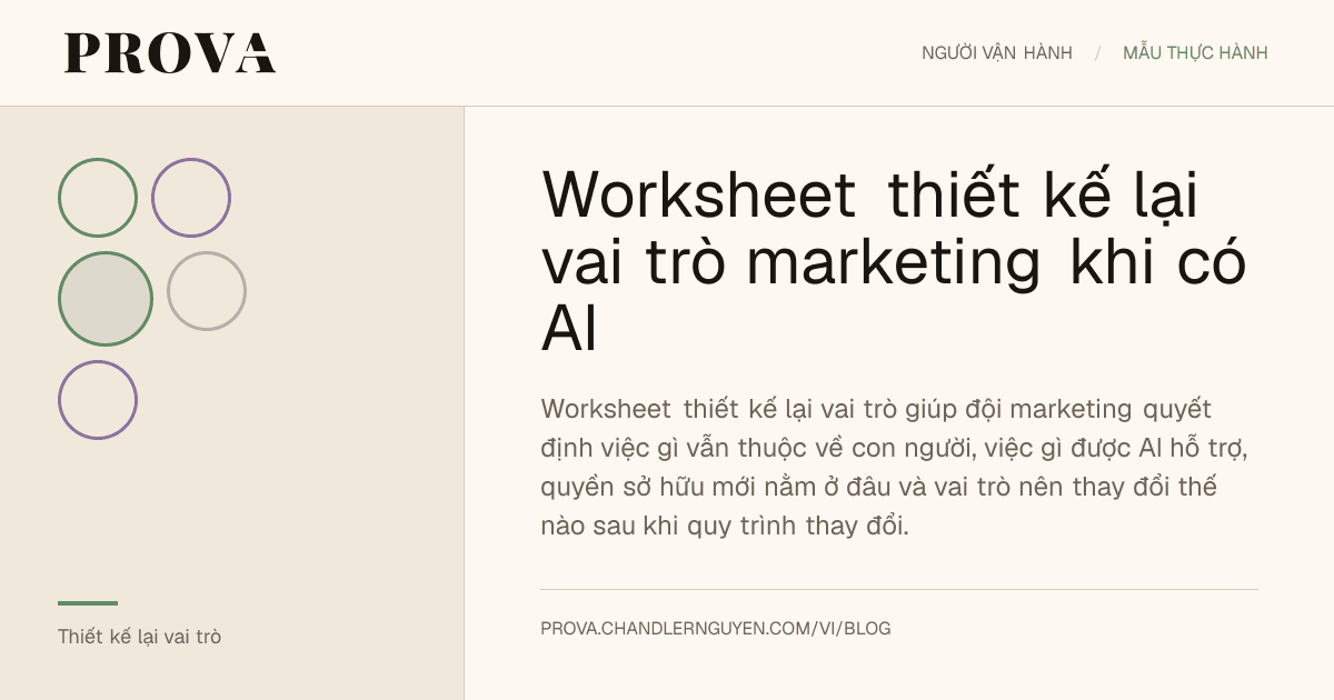 Hình minh họa của Prova cho worksheet thiết kế lại vai trò marketing khi có AI.