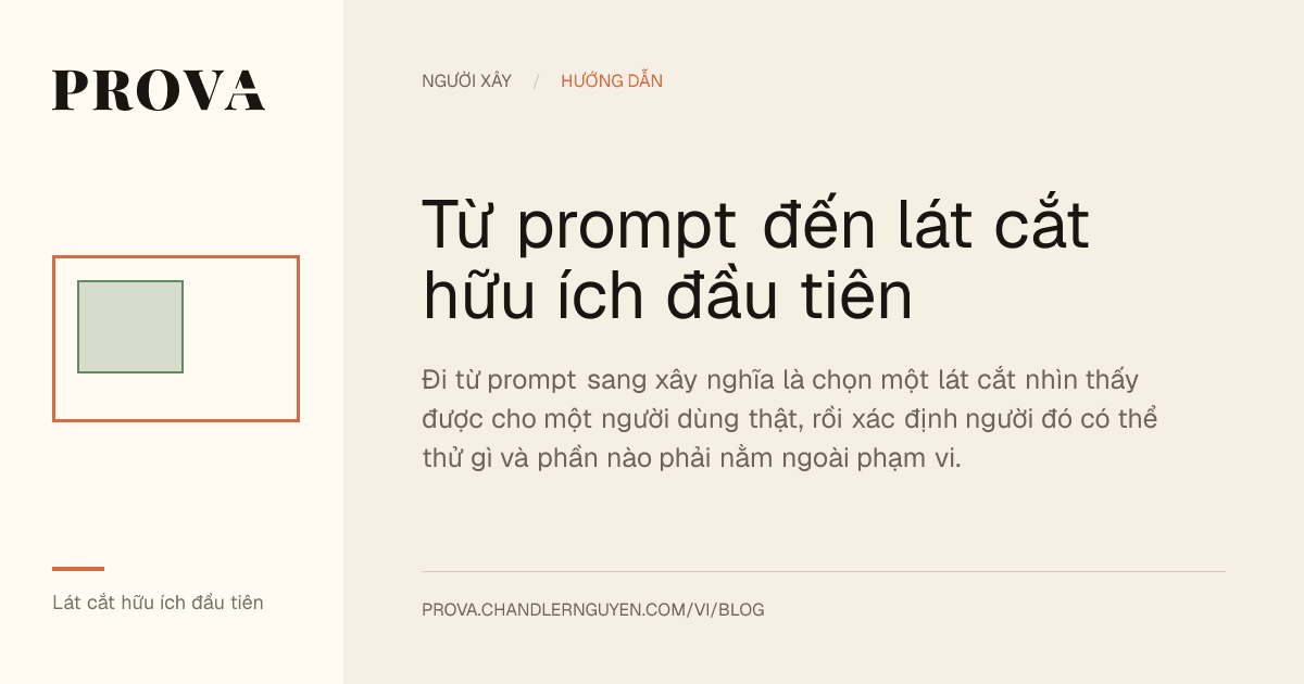 Hình minh họa của Prova về việc đi từ prompt đến lát cắt AI hữu ích đầu tiên.