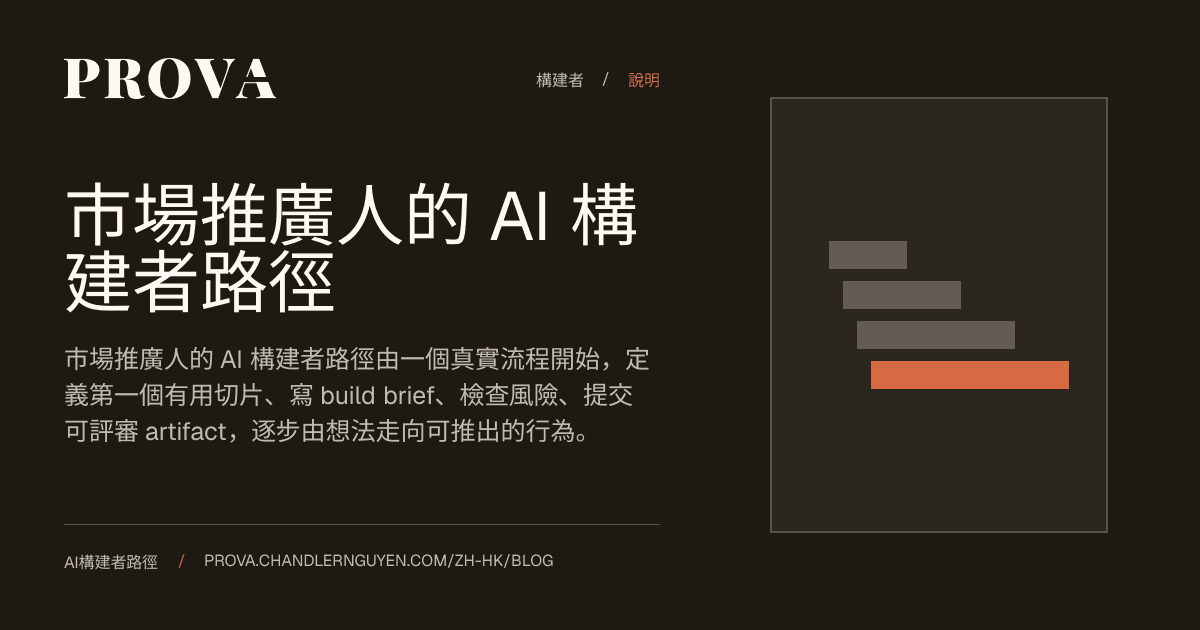 Prova 為市場推廣人的 AI 構建者路徑製作的編輯圖片。