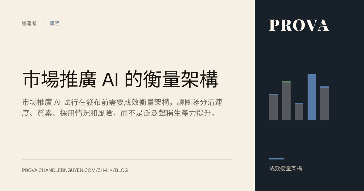 Prova 為市場推廣 AI 試行成效衡量架構製作的編輯圖片。