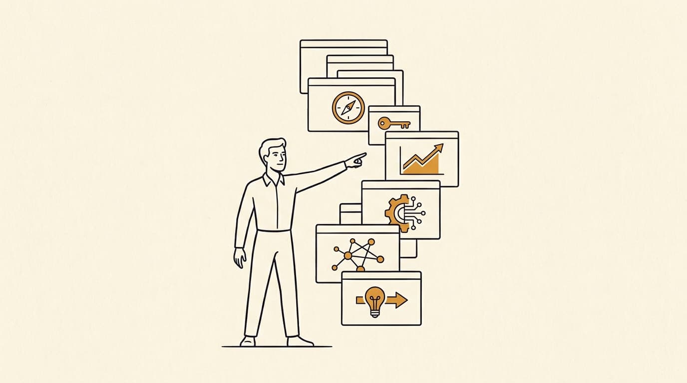Prova editorial image of an AI board presentation template for marketing leaders, a ten-slide deck ending in a 90-day pilot ask.