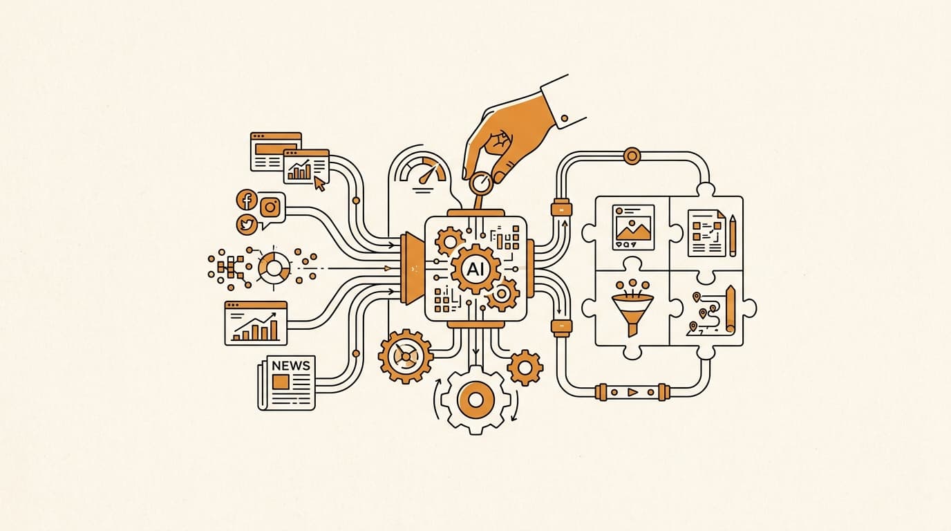 Hình minh họa của Prova cho quy trình competitive intelligence với AI trong marketing.