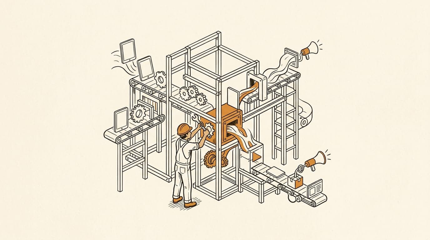 Prova editorial image for a post explaining how to build a three-component AI content ops system for a small marketing team.