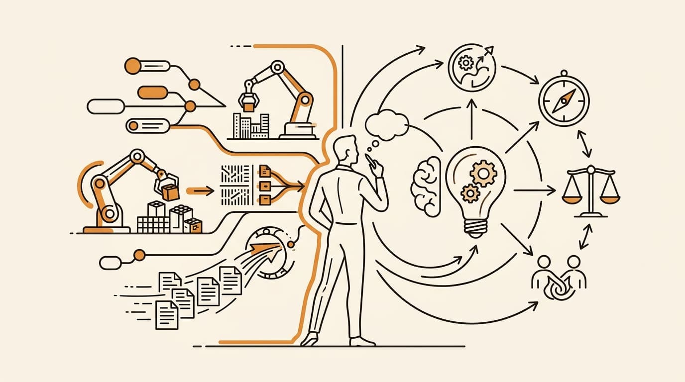 Prova editorial image of an AI delegate guide for marketing leaders, sorting modules into what to watch, what to delegate, and what to review.