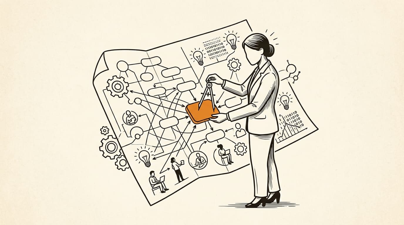 Prova editorial image for an AI team role redesign worksheet for marketing.